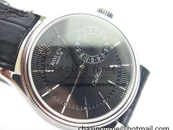 Date BP Markers Leather Real Strap Black Black on Edition Maker 50519 Sticks Dial SS Best SA3165 Cellini 0320